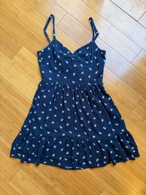 Hollister Navy Mini Dress with White Floral Print Juniors XS